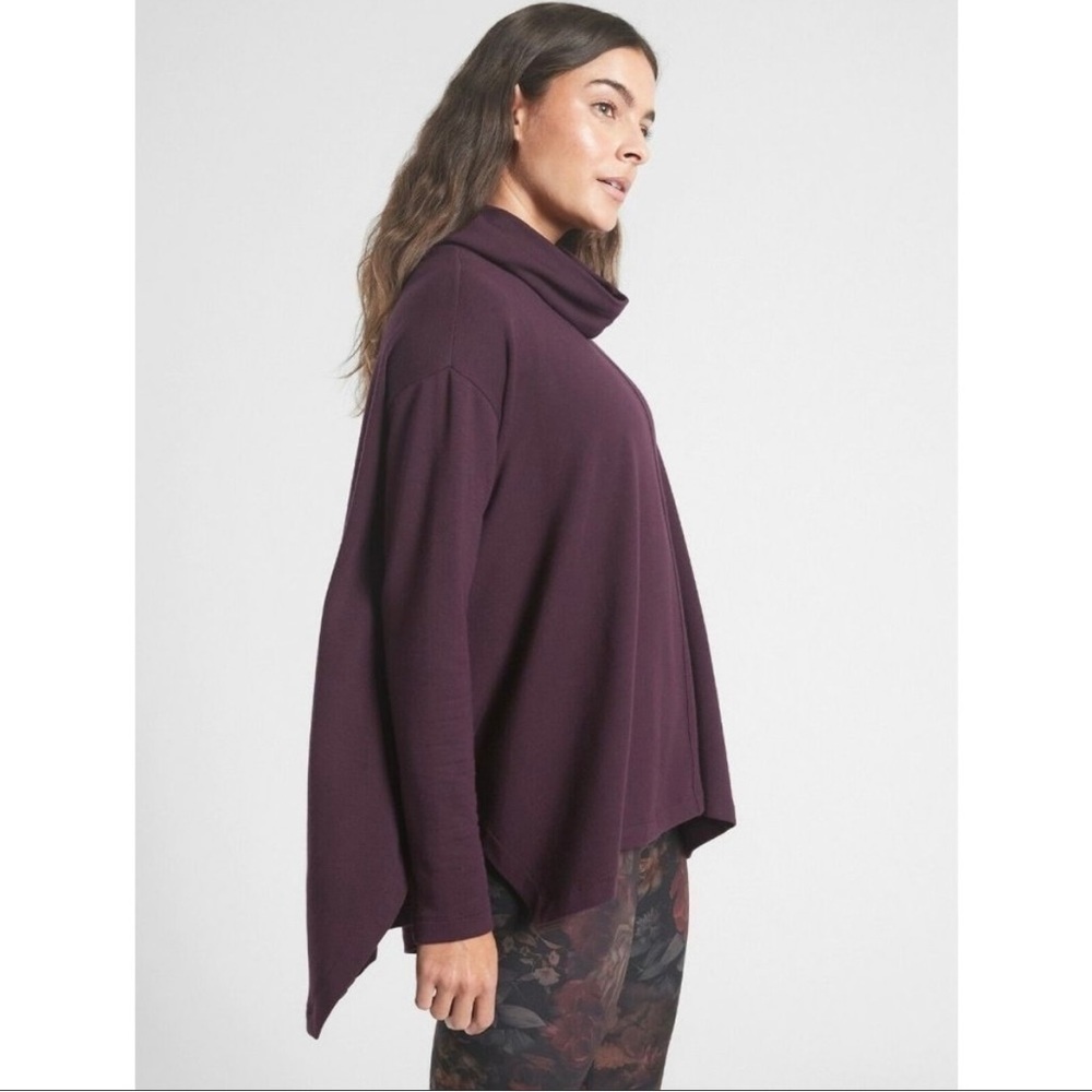 Athleta Ethereal Brushed Funnel Neck Plum Sweater Size S